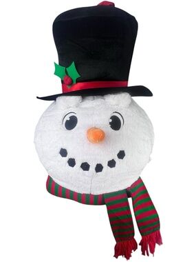 Gemmy Singing Eyebrow Raising Light Up Cheeks Door Hanging Snowman Head 32”x21”